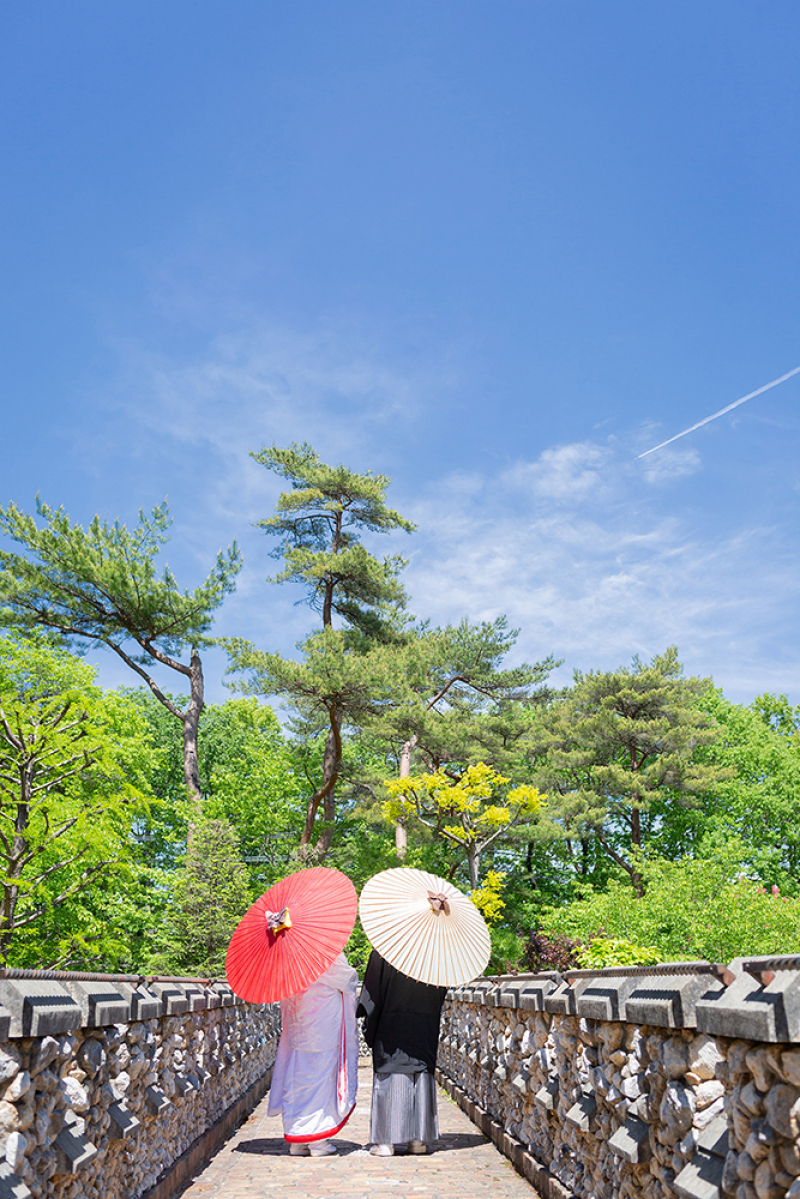 広い青空の下で