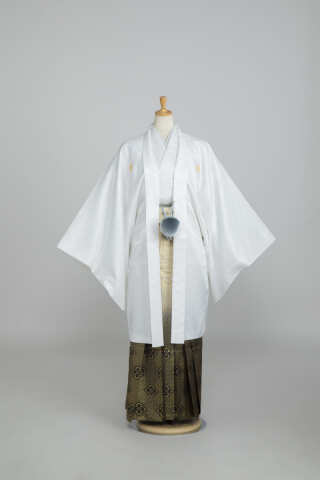 白/ゴールドななめ葉柄