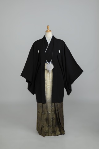 黒/ゴールドななめ葉柄