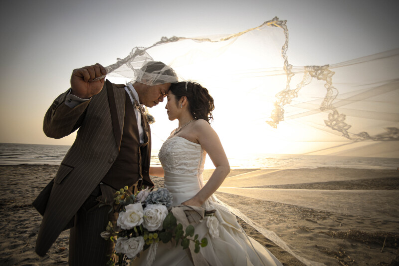 海フォトウエディング|塩屋海岸ロケプラン【洋装】|全データ50カット付き|撮影60分