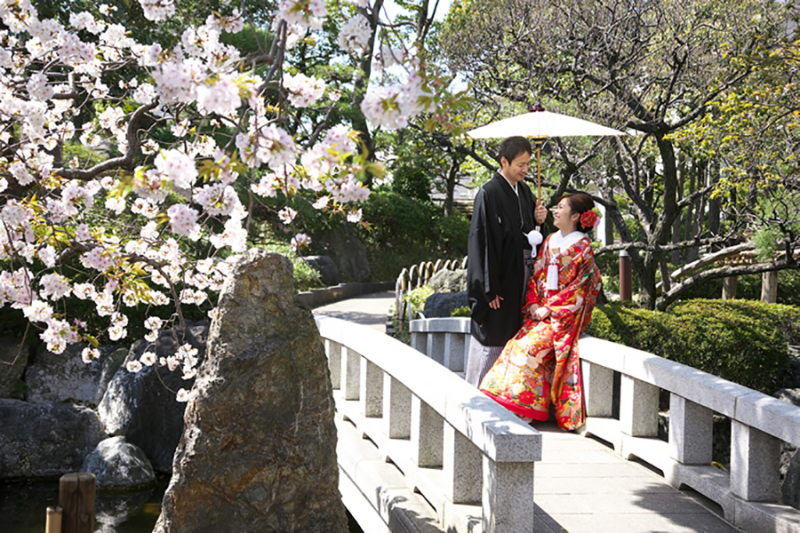 花畑記念庭園 撮影日 年4月10日 花畑記念庭園 和スタジオ5to7 東京都でフォトウェディング探すならphotorait