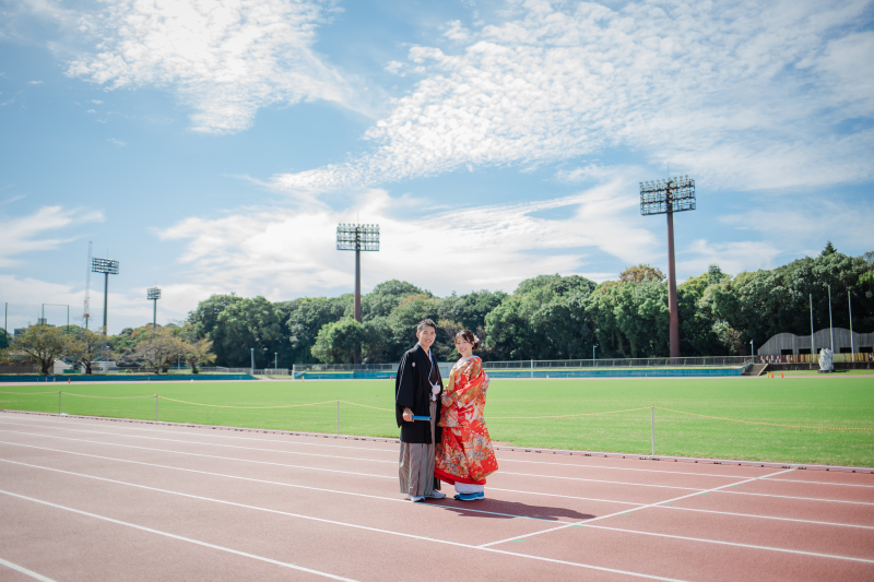 快晴な空の下で撮影スタート