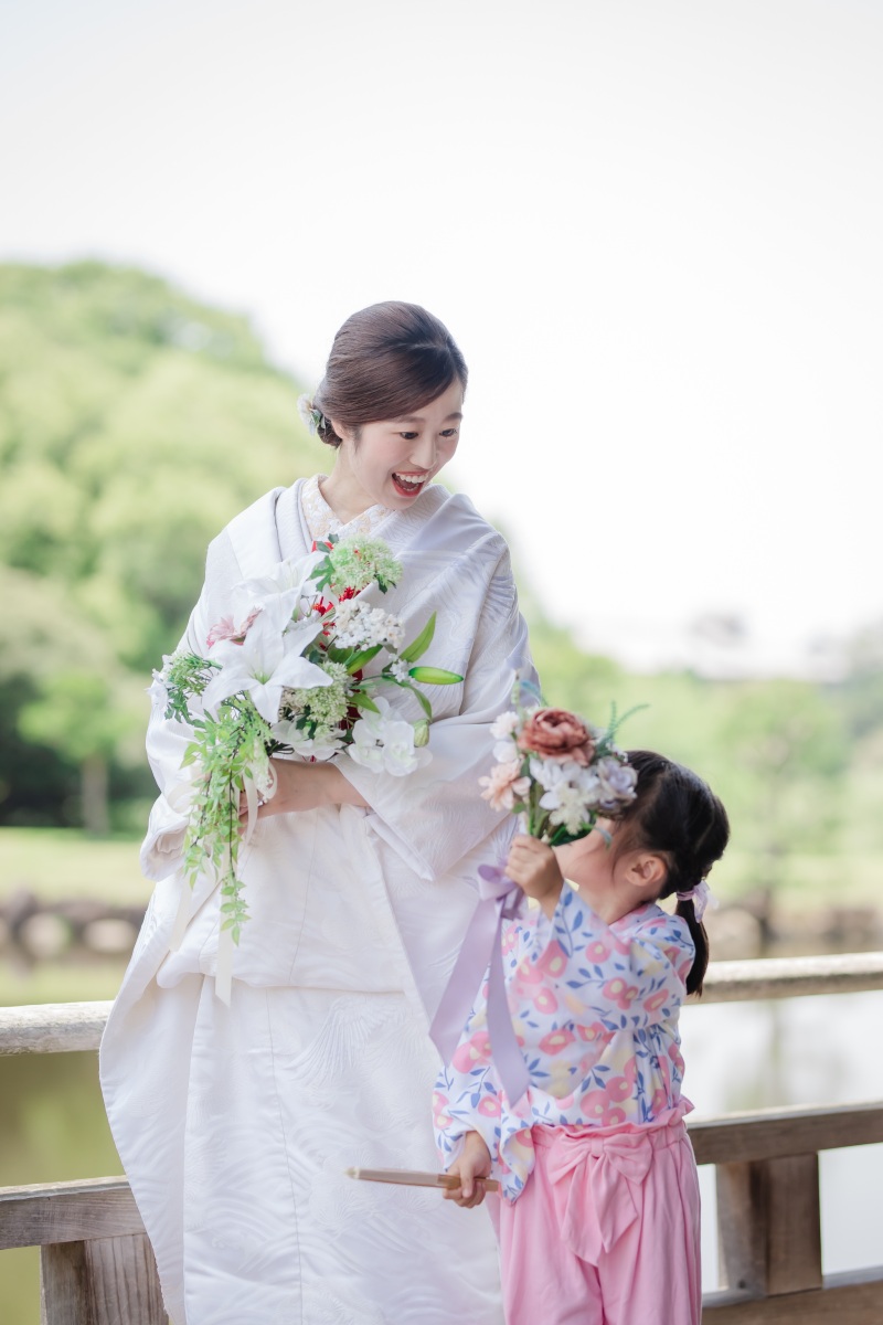 手作りのブーケと共に