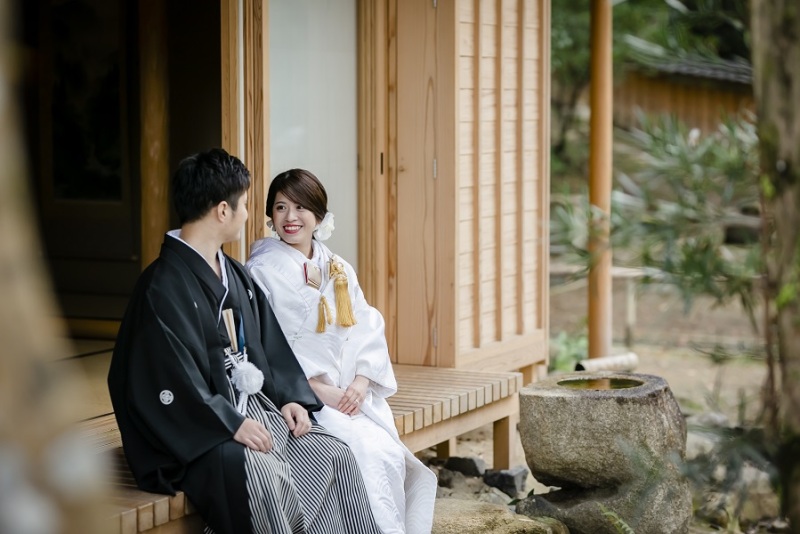 予約制の茶室と庭園の撮影