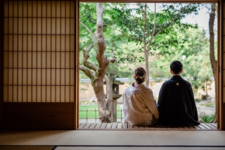 cheerful wedding_和装撮影　喩峨山園地