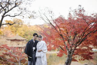 cheerful wedding_和装撮影 紅葉 浮見堂 奈良公園