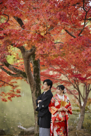 cheerful wedding_和装撮影 紅葉 浮見堂 奈良公園