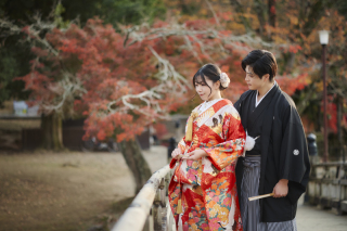 cheerful wedding_和装撮影 紅葉 浮見堂 奈良公園