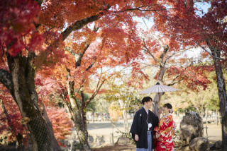 cheerful wedding_和装撮影 紅葉 浮見堂 奈良公園