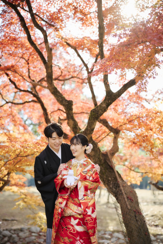cheerful wedding_和装撮影 紅葉 浮見堂 奈良公園