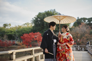 cheerful wedding_和装撮影 紅葉 浮見堂 奈良公園