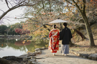 cheerful wedding_和装撮影 紅葉 浮見堂 奈良公園