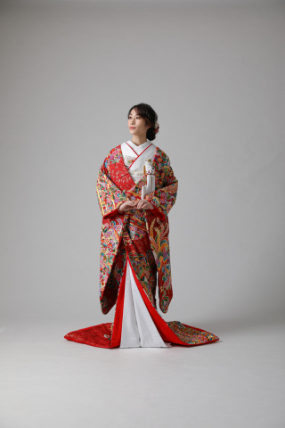 赤メッシュ地鳳凰洋花/ IU12617