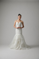 胸元プリーツ 裾アシメタック刺繍/11567