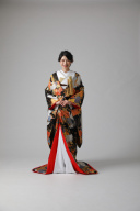 黒　鶴に牡丹/IU00168