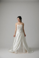 アイボリー刺繍　タックドレープ／62579