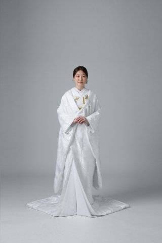 枝垂桜に鶴　ホワイト/WU00264