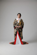 黒に金刺繍 ユリ/ IU00414