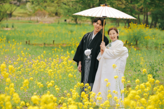 和装とお花で春ロケーション！