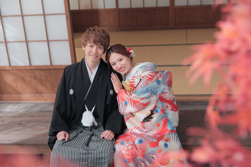 紅葉と一緒に。