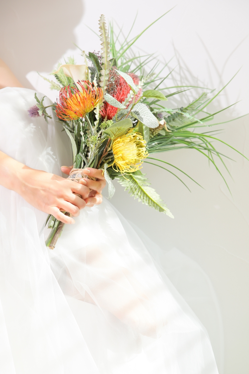 ドレスとブーケ