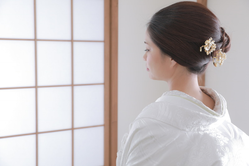 洋髪に簪