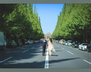 青空と外苑前並木