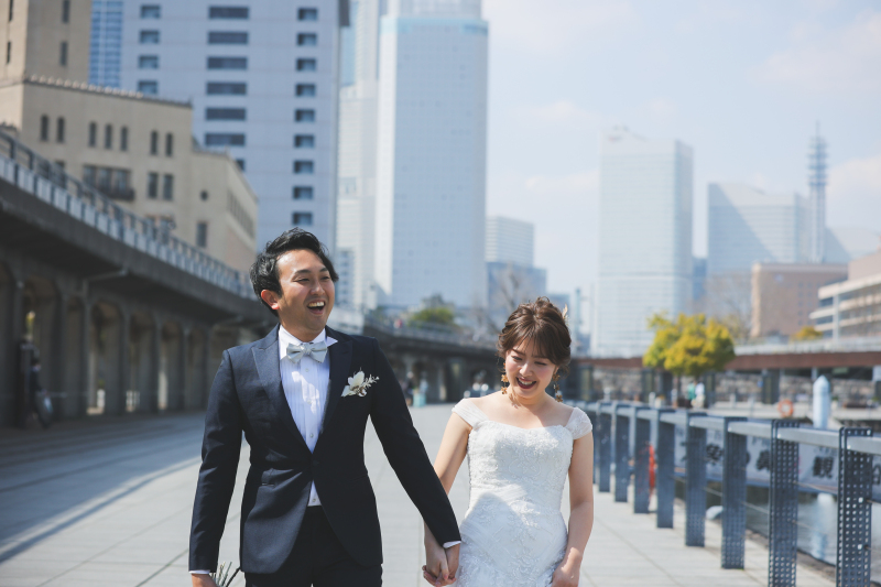横浜の景色と一緒に