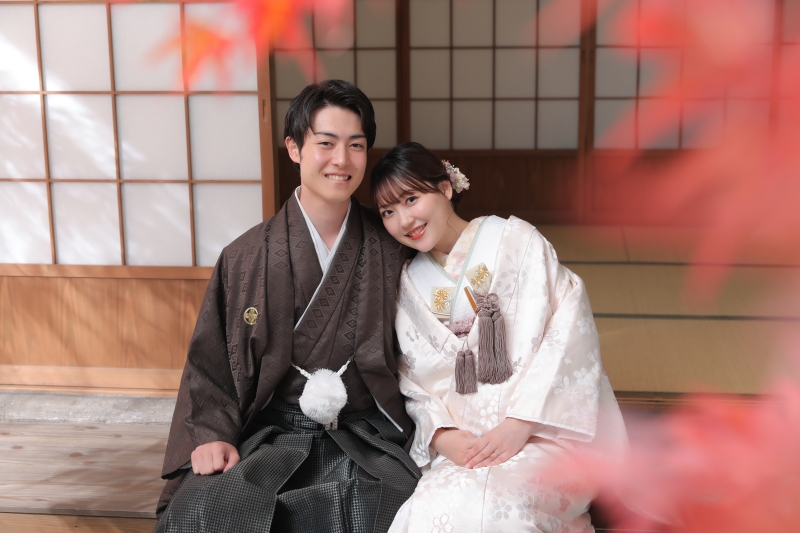 紅葉と一緒に。