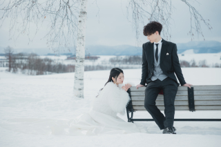 冬の北海道で撮影