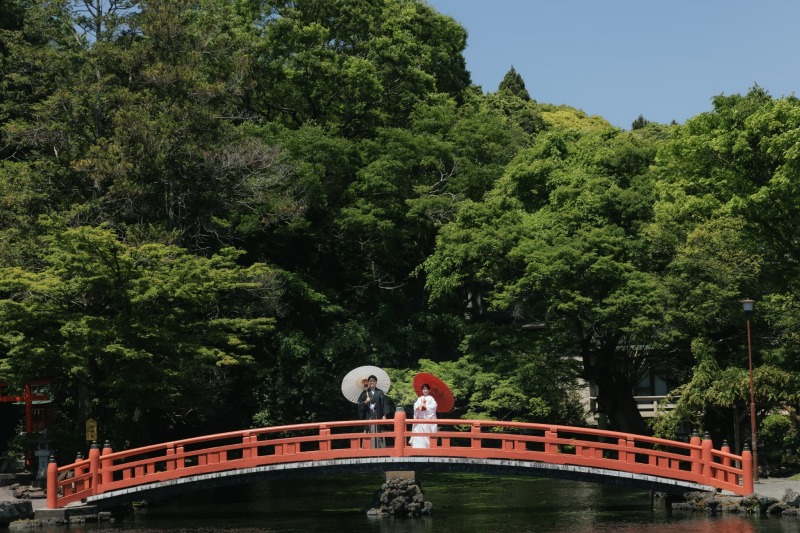 太鼓橋で