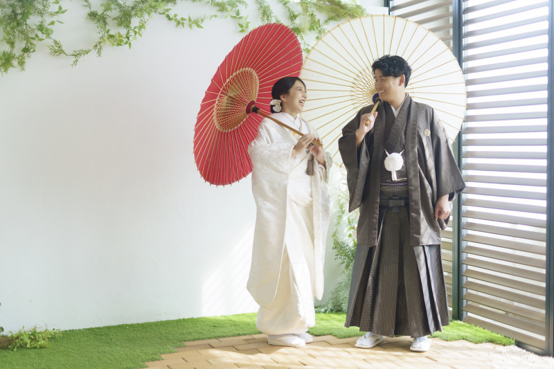 和傘を使った撮影も