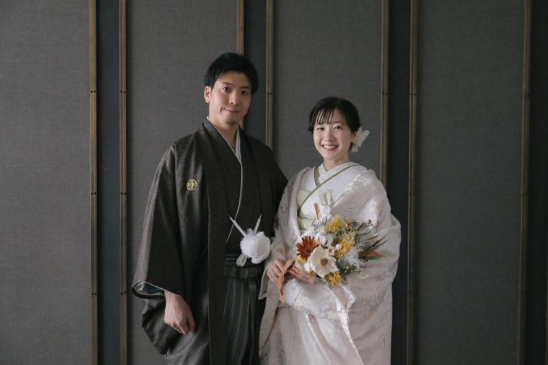 ブーケを持って