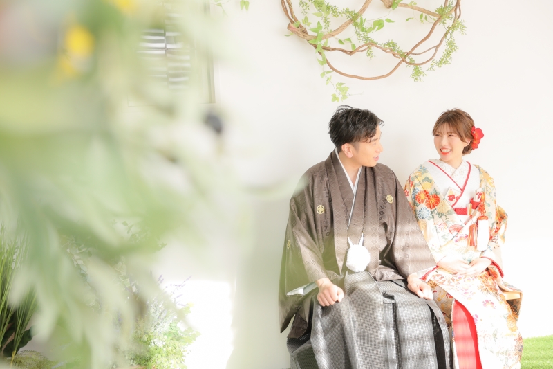 お着物で緑の中で♪