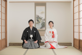 屋内庭園で2着撮影！