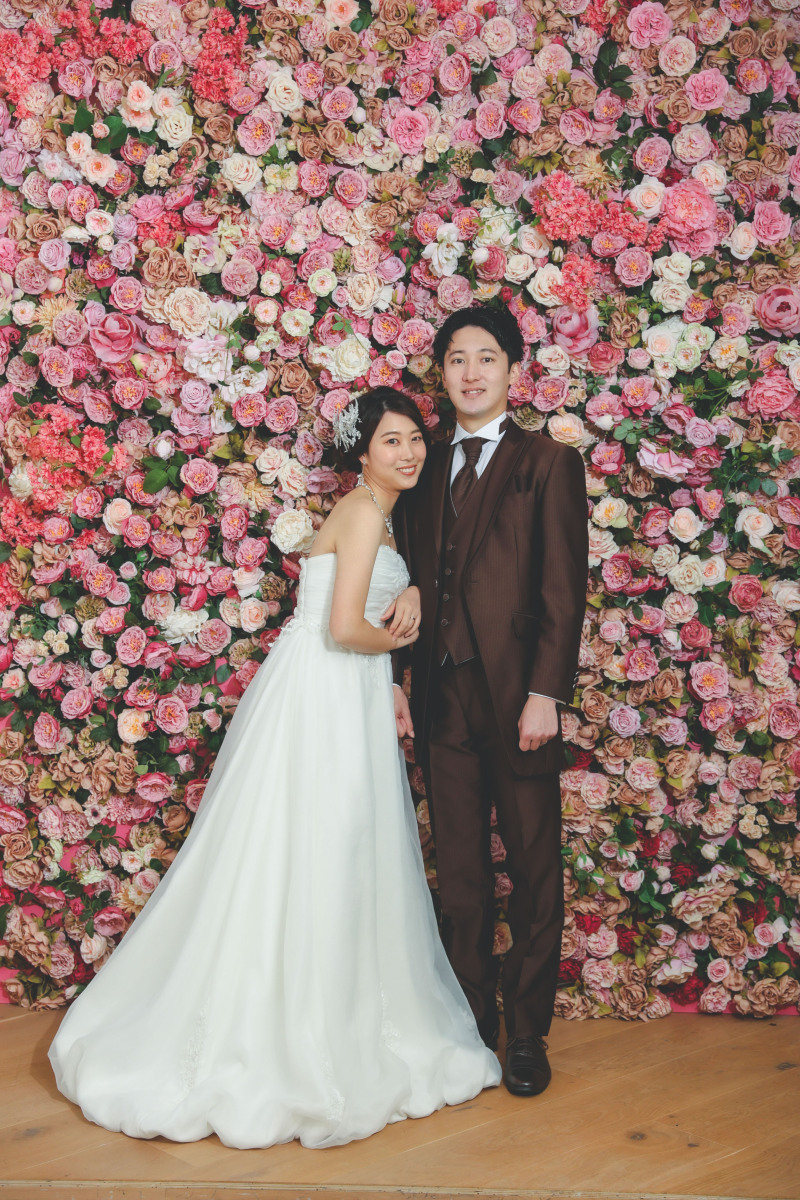 ピンク色のお花一面の背景。