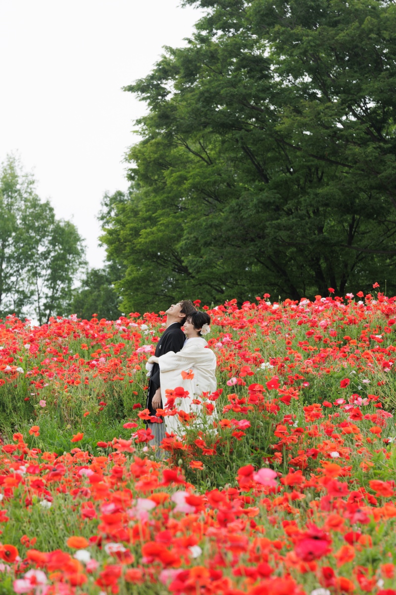 お花に囲まれて
