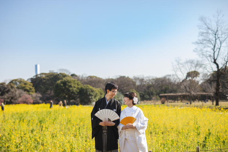 菜の花バックで！