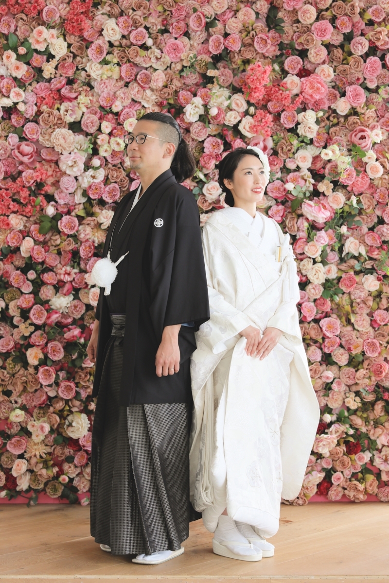 ピンクのお花で華やかなお写真も