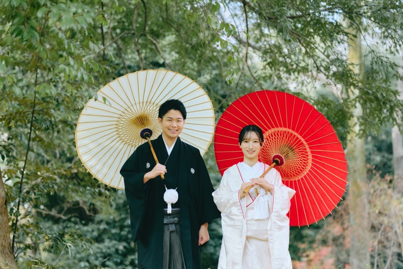 和傘を使って！