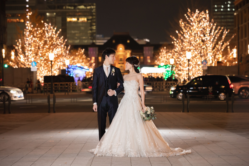 真冬の東京駅 撮影日 18年12月27日 東京駅 Studio Aqua 表参道渋谷店 東京都でフォトウェディング探すならphotorait