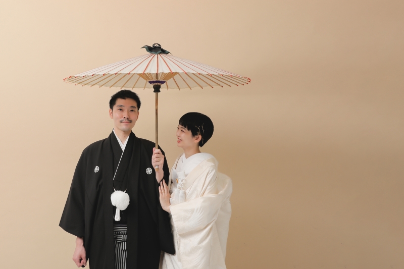 和傘 × ベージュ