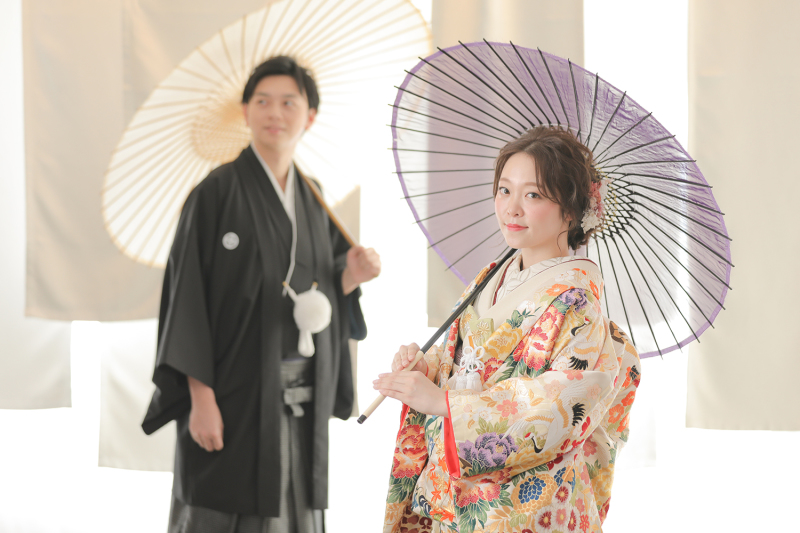 ふんわりとした和傘ショット