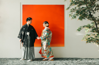 屋内庭園スタジオで和装撮影