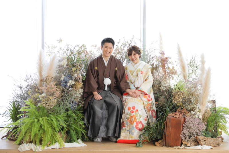 ガーデンの中のお二人♡