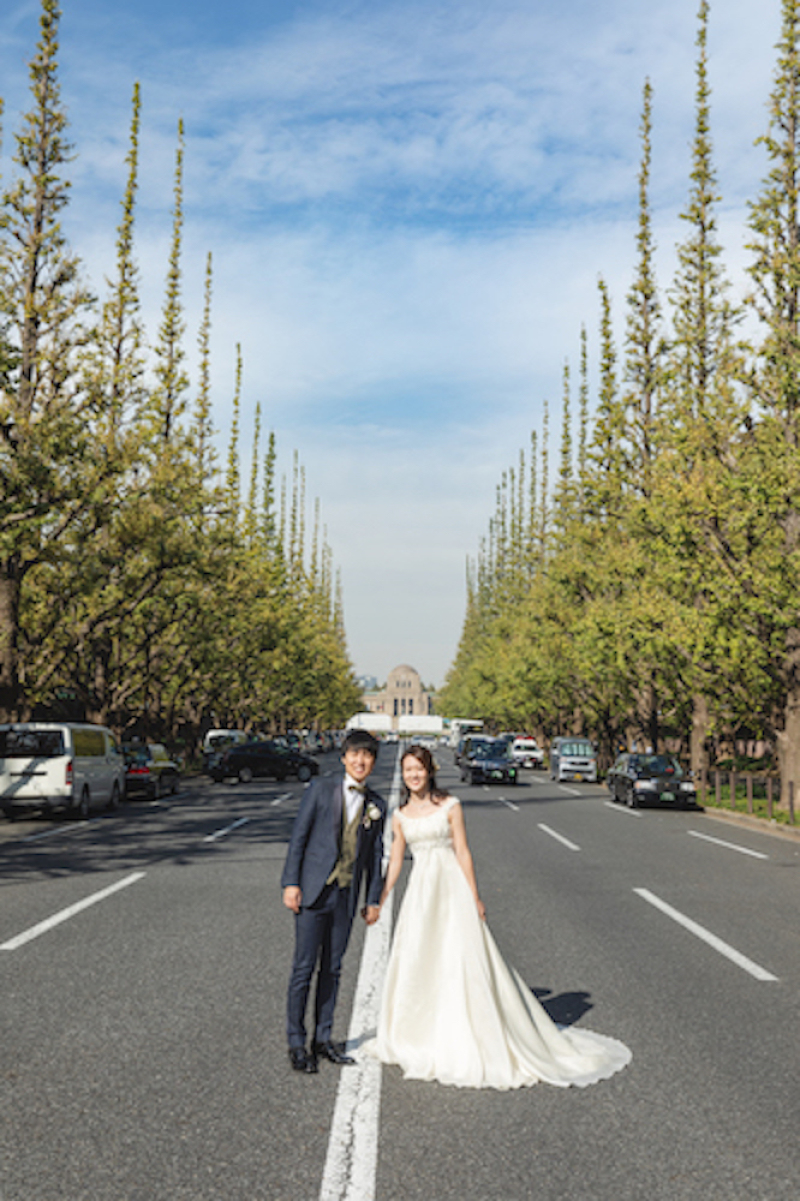 道路の真ん中で