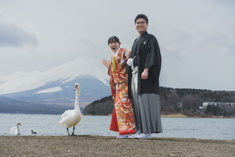 白鳥とスリーショット？