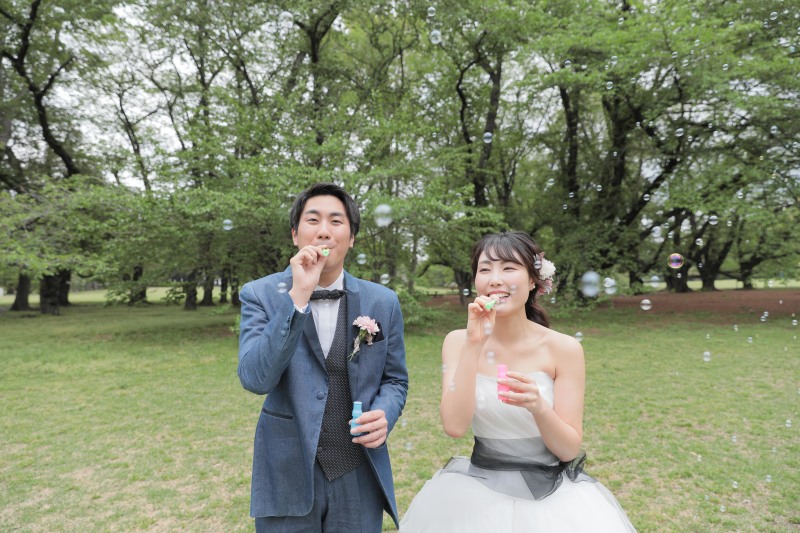 シャボン玉を使って