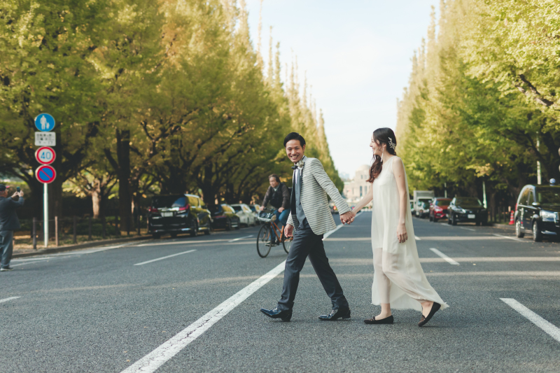 銀杏並木の真ん中