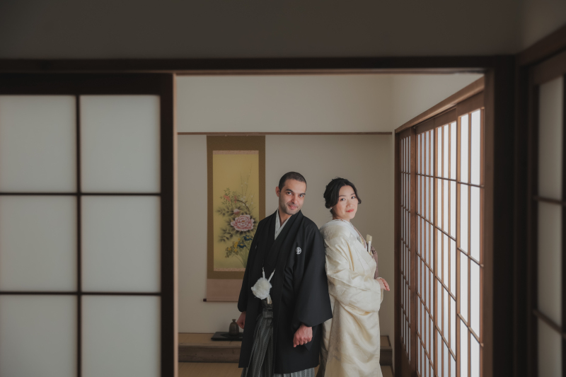 お茶室の中で。